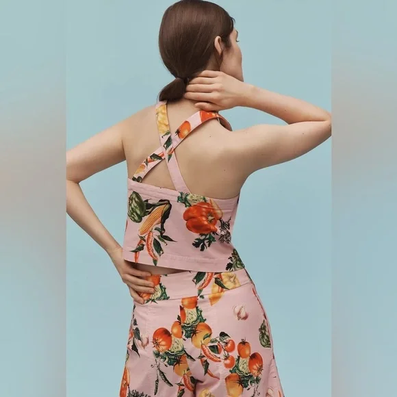 NWT! Anthropologie Maeve Veggie Halter Blouse - Medium 🐸 - Picture 3 of 5